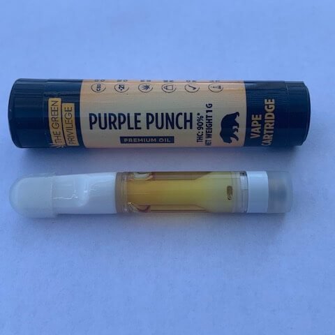 Green Privilege – purple punch (indica) full gram 90% thc vape cartridge