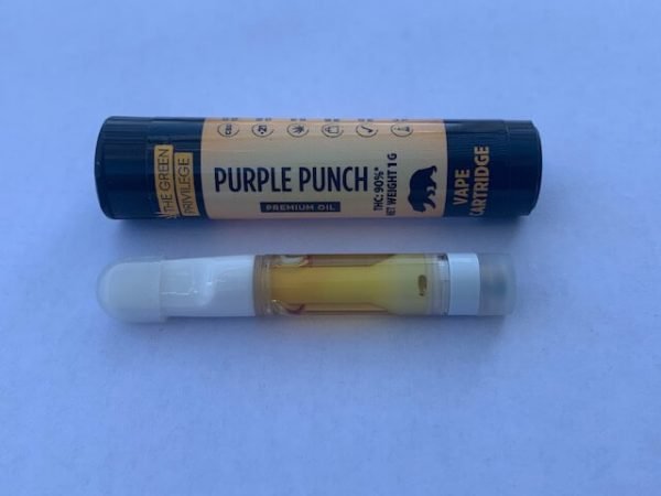 Green Privilege – purple punch (indica) full gram 90% thc vape cartridge